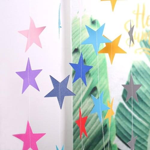 4M 7cm Star Shape String Banners Hanging Star Paper Garland Paper Craft Bunting for Birthday Wedding Party Home DIY Decoration