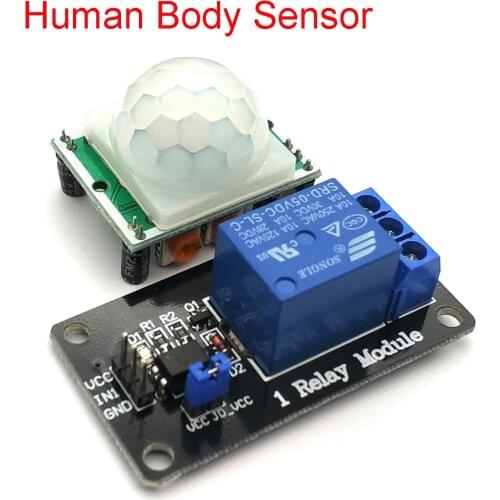 HC-SR501 Human Infrared Pyroelectr Sensor PIR + 5V 1 Channel Relay Module SR501