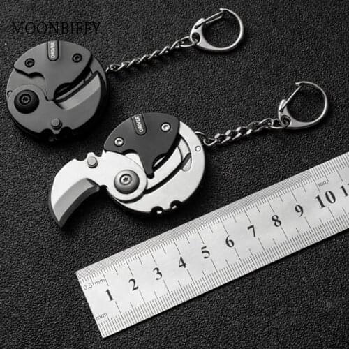 Pocket Fold Mini Knife Multifunctional Coin Knife Screwdriver Portable Keyring Keychain Outdoor Survival Knife Opener Small Tool