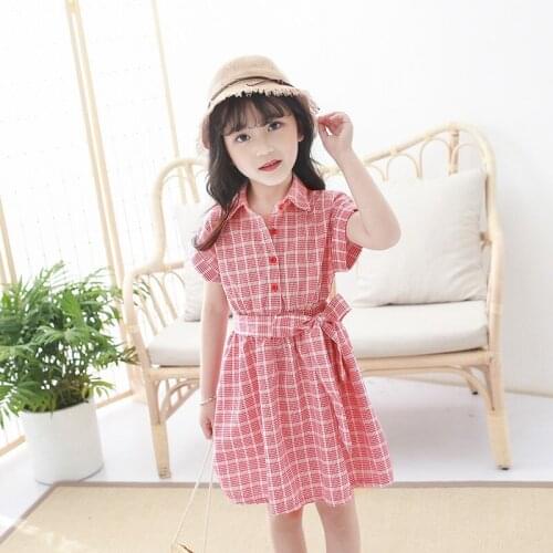 Summer Girls Dress Red White Plaid Kids Dresses for 2 3 4 5 6 Year Old Girl Casual Toddler Children Clothing Vestidos Para Nina