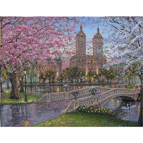 Landscape Waterfall DIY Cross Stitch Embroidery 11CT Kits Craft Needlework Set Cotton Thread Printed Canvas Home Sell