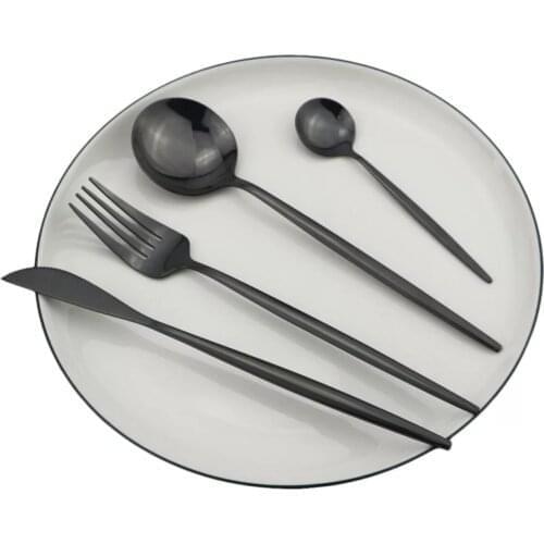 Black 6 Personality 24 Piece set Fork Spoon Knife Set