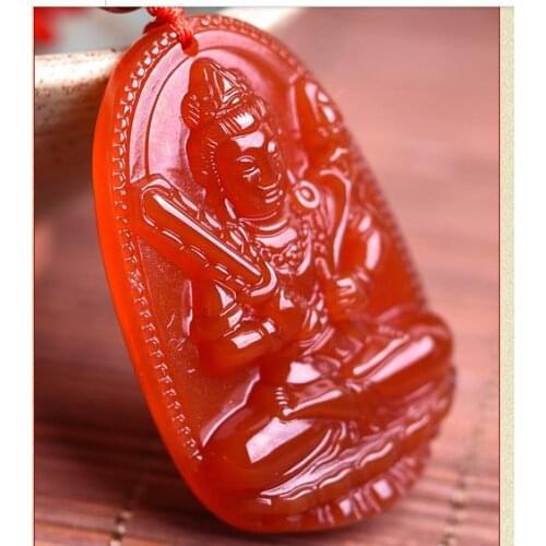 The new light spot of New Natural Red Agate Pendant Zodiac ox void Tibet Bodhisattva Hufo male patron