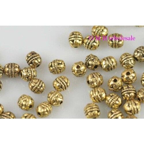 OMH wholesale Free ship 40pcs golden Tibetan Silver spacer beads Jewelry metal beads 6X6mm ZL520