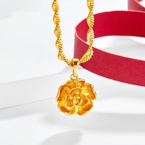 Gold Color Necklace Pendants for Women Classic Chinese Style Flower Pendant Fashione Jewelry Charms for Wedding (Without Chain)