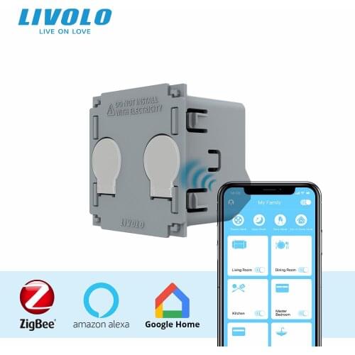 New LIVOLO Base Of Touch Screen ZigBee Switch,DIY 2Gang 1 Way Acessories Switch,Without Plate&Panel,Work by Google Home,Alexa
