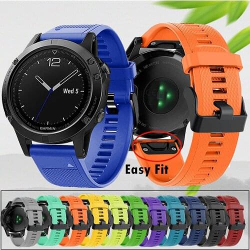26mm Sport Silicone Watchband Wriststrap for Garmin Fenix 6X 6 6S Pro 5X 5 5S Plus 3 HR 20 22mm Easy Fit Quick Release wirstband