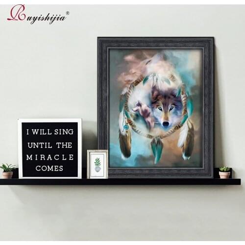 RUYISHIJIA 5D Diamond Painting Full Drill Square Diamond Mosaic Embroidery Pictures of Rhinestones diamant Animals wolves