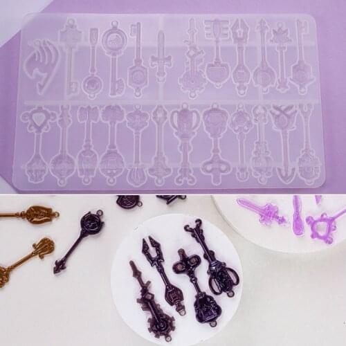 Key Shape Necklace Keychain Pendant Ornament Silicone Molds For DIY Craft UV Expoy Home Decoration Making Tools for Resin