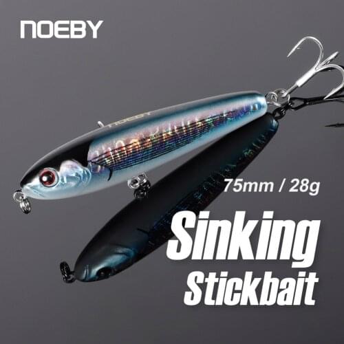 NOEBY Sinking Pencil Fishing Lures 75mm 28g 0.5-1.8m Stickbait Lures Long Casting Artificial Bait for Winter Sea Fishing Lure