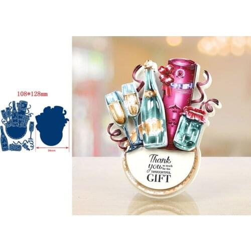 Creative Wine Glasses Champagne Wine Bottle Metal Cutting Dies Scrapbooking Paper DIY Cards Crafts Embossing Die Cuts New 2019