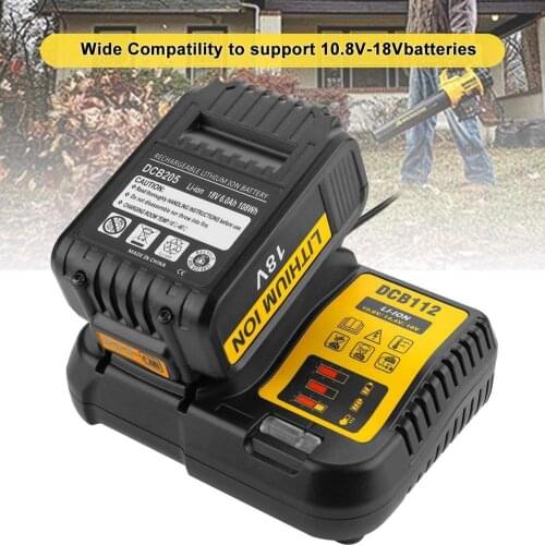DCB112 Li-Ion Battery Charger For Dewalt 10.8V 12V 14.4V 18V Dcb101 Dcb200 Dcb140 Dcb105 Dcb200