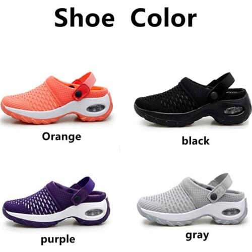 2021 New Women Walking Slippers 5cm High Heels Women Air Cushion Sandals Women Summer Clogs Non-slip Platform Mesh Shoes