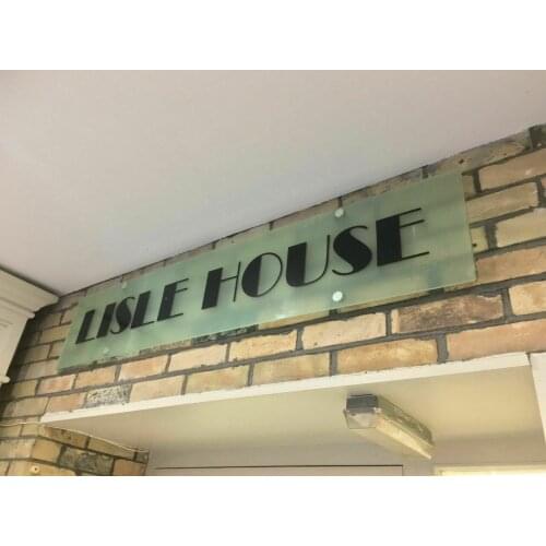 SHOP SIGN PLAQUE FROSTED GLASS ACRYLIC SHOP BUSINESS COMMERCIAL SIGN