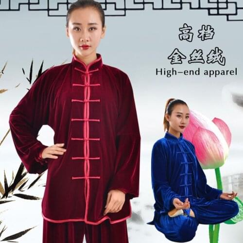 Gold velvet/High quality adult Tai Chi uniforms martial arts suit martial arts martial arts clothing tai chi clothing