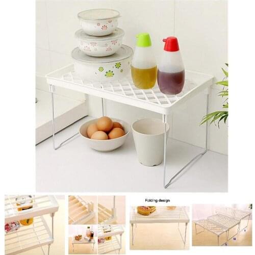 1 Pcs Storage Rack Shelf Foldable Holder Organizer Stackable Kitchen Bathroom Cupboard xqmg Kitchen Storage Organization Home