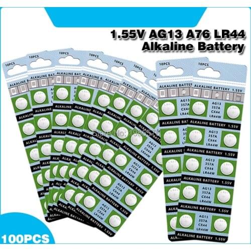 100pcs 30mAh 1.55V AG13 LR44 L1154 RW82 RW42 SR1154 SP76 pila SR44 Button Batteries For Watch Toys Remote etc Cell Coin Battery
