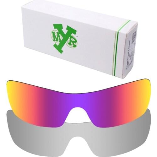 2 Pieces Mryok Anti-Scratch POLARIZED Replacement Lenses for-Oakley Batwolf Sunglasses Lens Silver Titanium & Midnight Sun