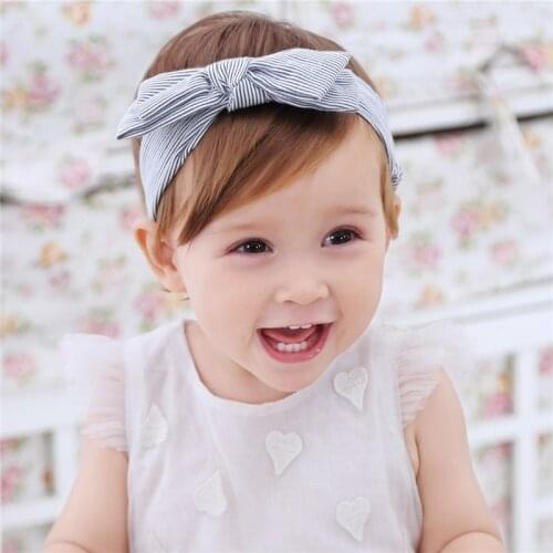 2021 Fashion Baby Girls Striped Bow Headband Banage Children Turban Headwrap Gingham Elastic Cotton Bow Hair Accessories