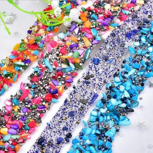 5meters Color Beaded Rhinestons Trim Iron On Diamond Crystal Ribbon Wrap Dress Trim Sewing Accessories DIY Bag Clothing Decor