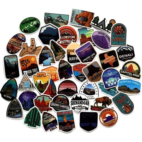 5 Sets = 500PCS Natural Magnificent Scenery National Park Stickers Water Cup Computer Notebook Stickers