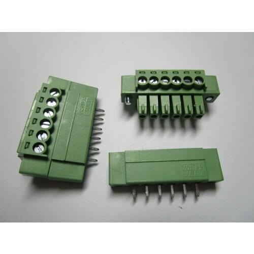 50 pcs With Embossmen Straight 6 pin Pitch 3.81mm Screw Terminal Block Connector Green Color Pluggable Type with straight pin