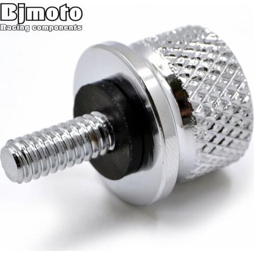 BJMOTO Aluminum 6mm Motorcycle 1/4'' Knurled Rear Seat Bolt Screw For Harley Sportster Softail Dyna Street Bob Fatbob 1996-2015
