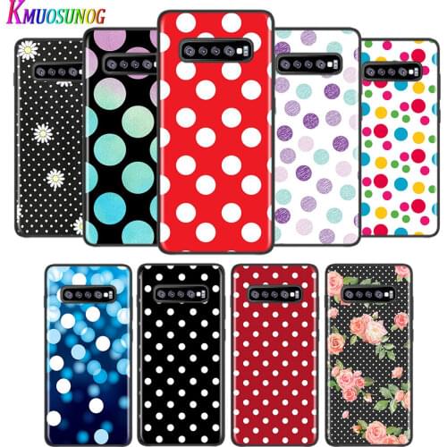 Polka Dots for Samsung Galaxy Note 20 Ultra 10 9 8 Pro S10E S10 5G S9 S8 S7 Plus Bright Black Phone Case Capa