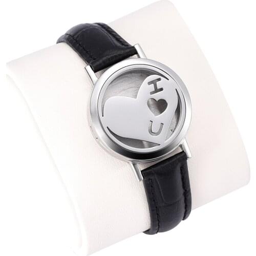 Stainless Steel Black Leather Strap Aromatherapy Essential Oils Diffuser Perfume Free12 Pads Keepsake Memorial Bracelet IJC0022