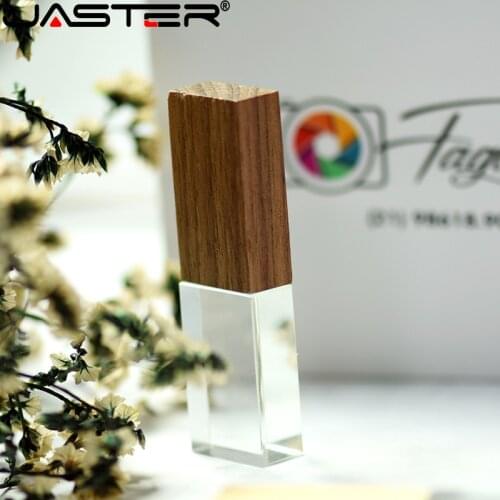JASTER Walnut Crystal usb 2.0 4GB 8GB 32GB 64GB 128GB memory flash stick pen drive with black packing box (10 pcs free logo )