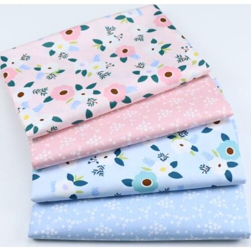 Flower Printed Cotton Floral Fabric For Girls Dress Sewing Headband Cushions Blanket Doll Clothes Scrapbook DIY Cloth D30