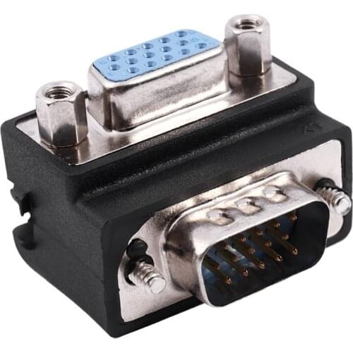 WSFS Hot 15-Pin VGA Male to Female M/F Right Angle Adapter