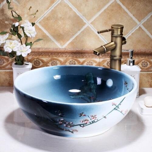 Ceramic White round Lavobo Ceramic Bathroom Countertop basin Bathroom Sink bowl decorative vessel sinks