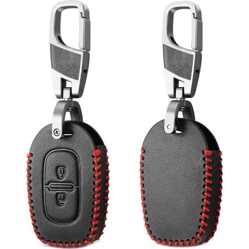 Skin Leather Remote Car Key Fob Case Cover For Renault Logan Clio Duster Sandero Captur Laguna Scenic 2 Button Shell Accessory