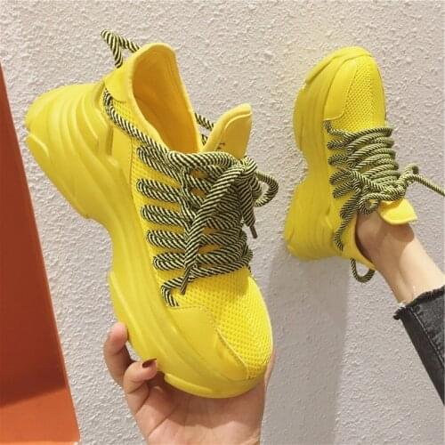 Fashion Chunky Sneakers Women 2020 Spring High Platform Sneakers Woman Sports Sneakers Lightweight Lace Up Women Casual Shoes