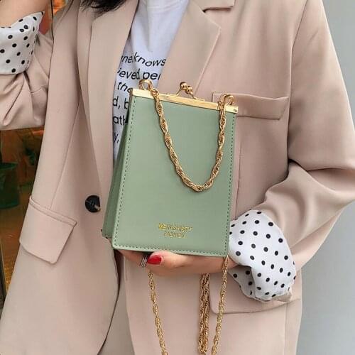 Fashion Chains Clip Bags for Women bag PU Leather Shoulder Messenger Bags Ladies Designer Metal Frame Crossbody Bag V4-57