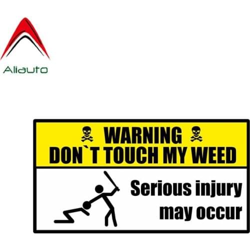Aliauto Warning Car Sticker Do Not Touch My Weed Decal Accessories PVC for Mercedes W204 Hyundai Ix35 Toyota Corolla,15cm*8cm
