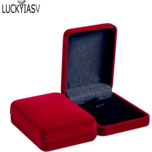 Wholesale 20pcs/lot Red Velvet Wedding Bride Jewelry Necklace Pendant Box Gift Colar Earrings Trinket Display Organizer Case