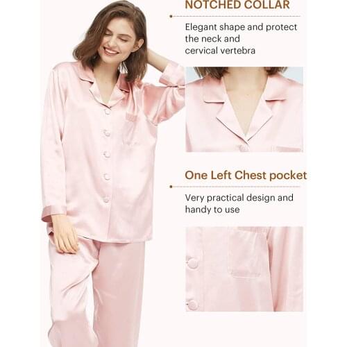 19 Momme Real Mulberry Silk Pajamas Women Clothing Comfy Two Piece Set Long Sleeve Sleepwear Nightwear For Ladies