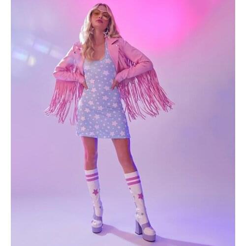 Dresses for women 2021 European and American summer new light color sexy Pullover backpack hip star print slim dress maxi dress