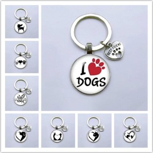 Popular New Puppy Kitten Playing Key Ring Pet Cat and Dog BEST FRIEND Pendant Fashion Keychain