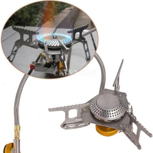 50Pcs/Lot 3500W Portable Folding Outdoor Camping Picnic BBQ Gas Burner Mini Steel Stove (Color: Silver)
