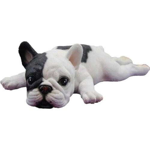 Cute Lying Down Sleeping French Bulldog Puppy Lifelike Figurine Statue Kids Gift Toys