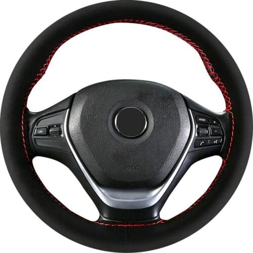 Luxury Sewing braiding cover on steering wheel of Suede steering covers tecnologia for lada prior vesta kia rio 3 seat leon VW