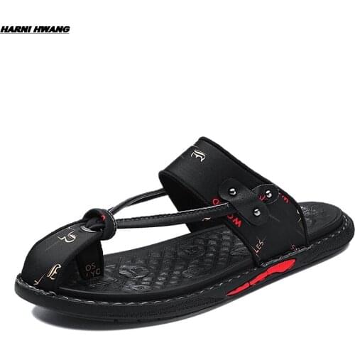 Classic Summer Mens Sandals Genuine Leather Sandals Breathable Rome Male Outdoor Beach Slippers Soft Men Beach Sandals Hot Sale