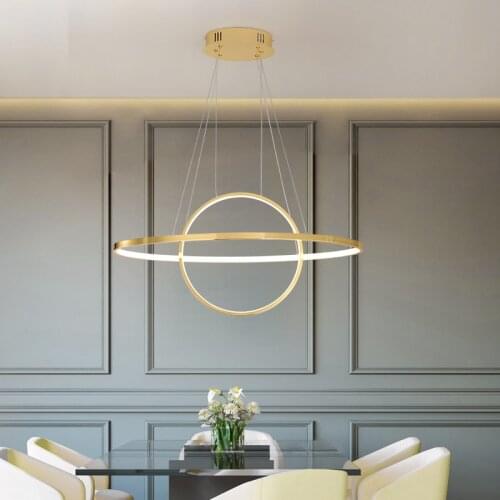 Chrome/Gold Plated Modern Led Pendant Chandeliers Lights For Dining Room Kitchen Bar Shop Indoor Simple Hanging Lamp Fixtures
