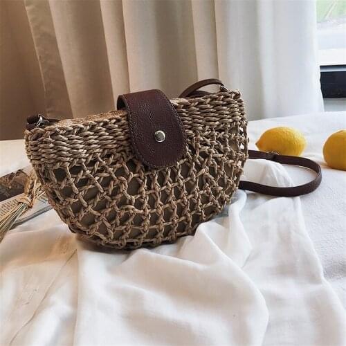 Saddle Bag Straw Woven Small Bag Female New Summer Wild Hand-woven Hollow Shoulder Messenger Bag