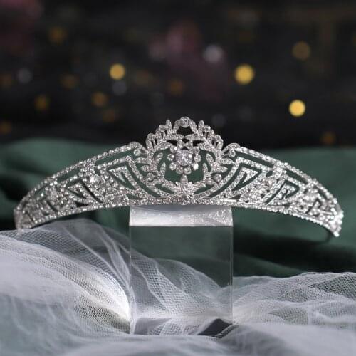 Trendy Crystal Crown Silver Color Bridal Tiara And Crown Hair Accessories for Wedding Bride Hair Jewelry Headpiece