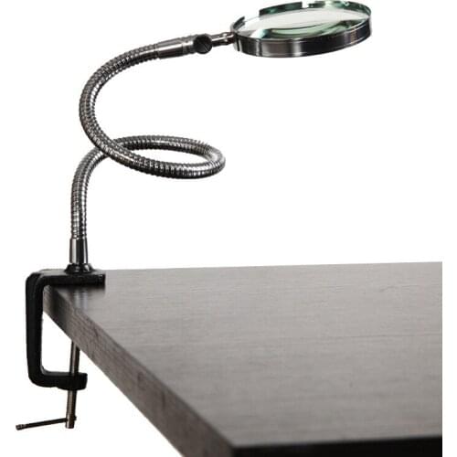 100mm Clip-on Metal Hose Glass Magnifier Desktop Magnifier 3X for Students Elderly Reading Analysis Optical Instruments Supplies