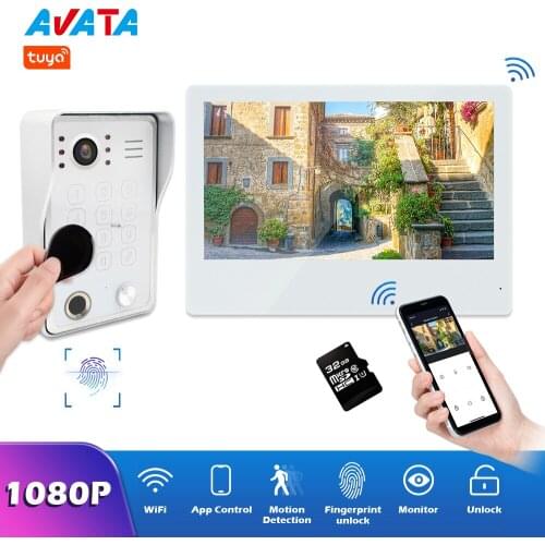 1080P WIFI Tuya Video Intercom for Home 10 inch Touch Screen Door phone Intercom System Doorbell RFID Fingerprint Password